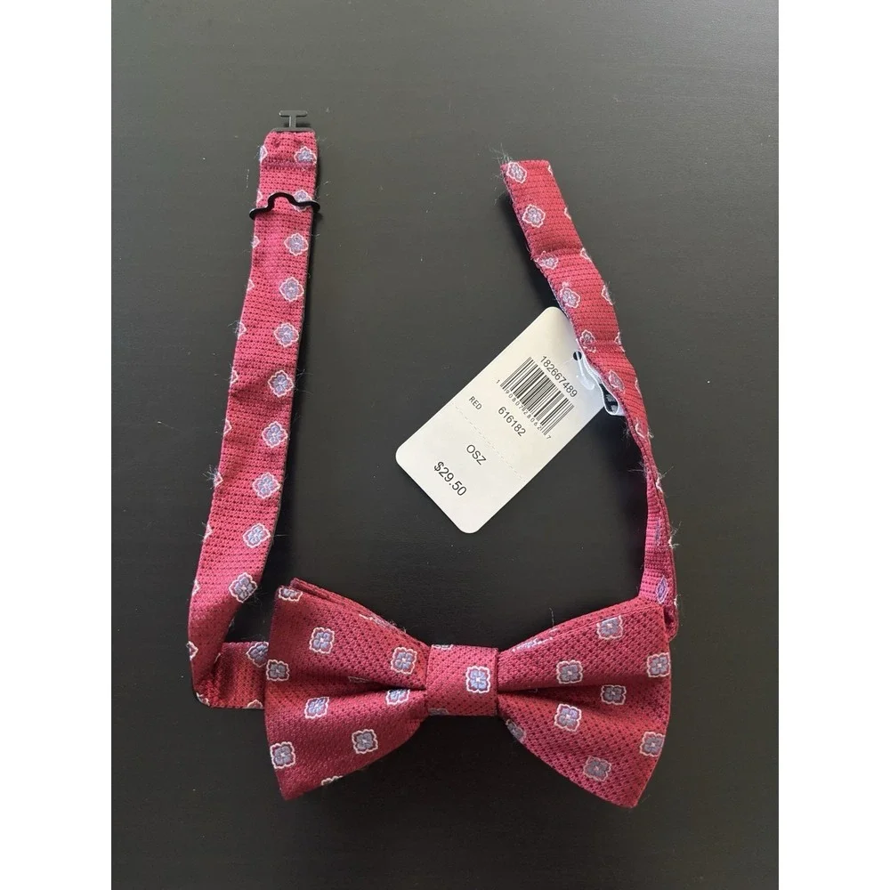 Enro 1919‎ Men's Bow Tie OS Adjustable Strap Red Blue Floral NWT